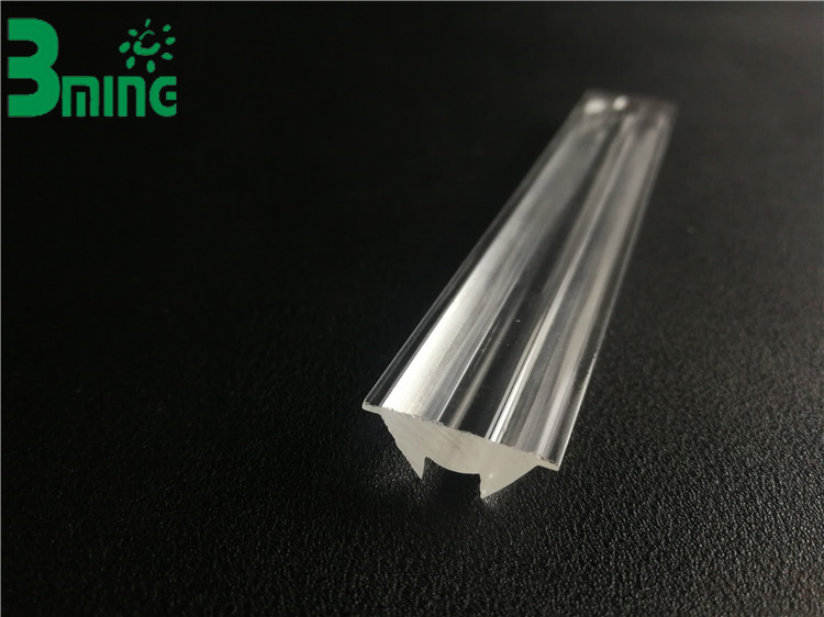 Cross section drawing of a 45 degree linear LED lens